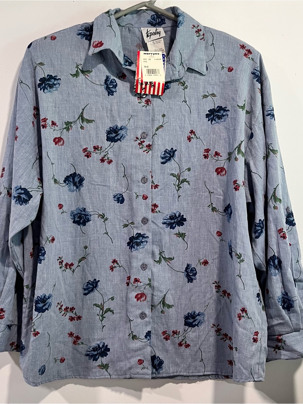 NWT vintage 1980s tapestry floral print button down women’s size 20